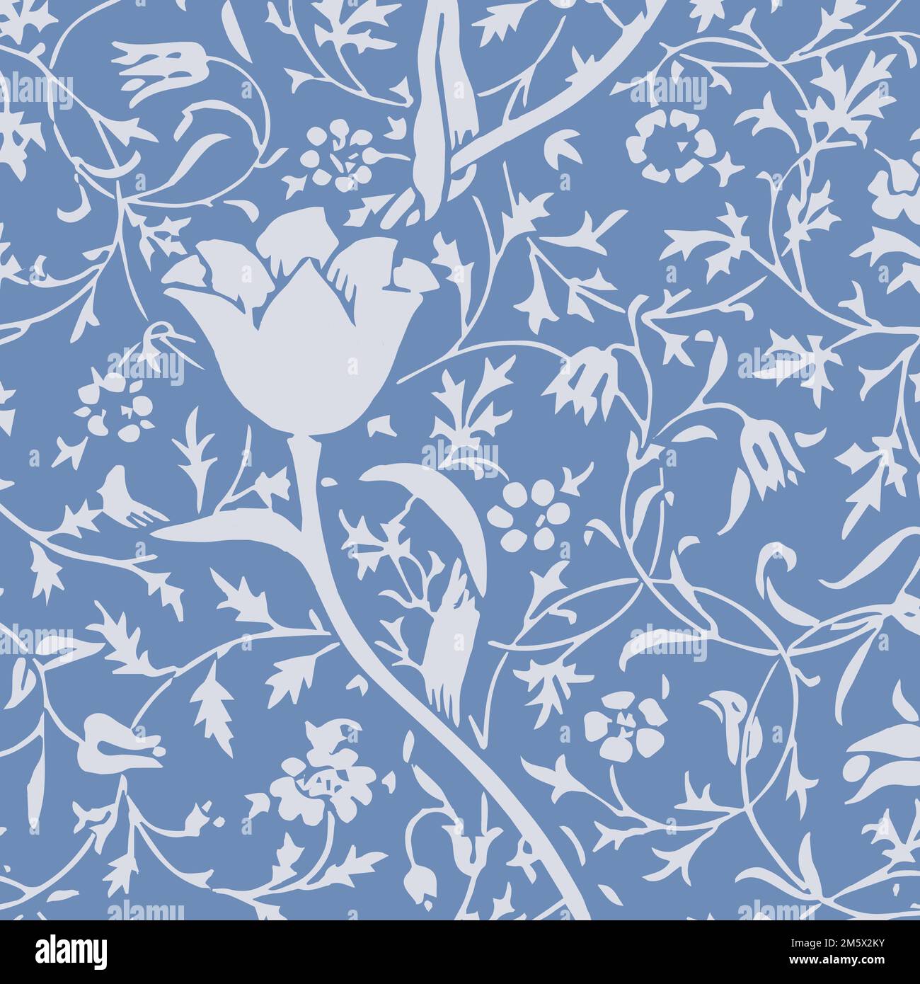 Floral ornament blue seamless pattern background vector Stock Vector ...
