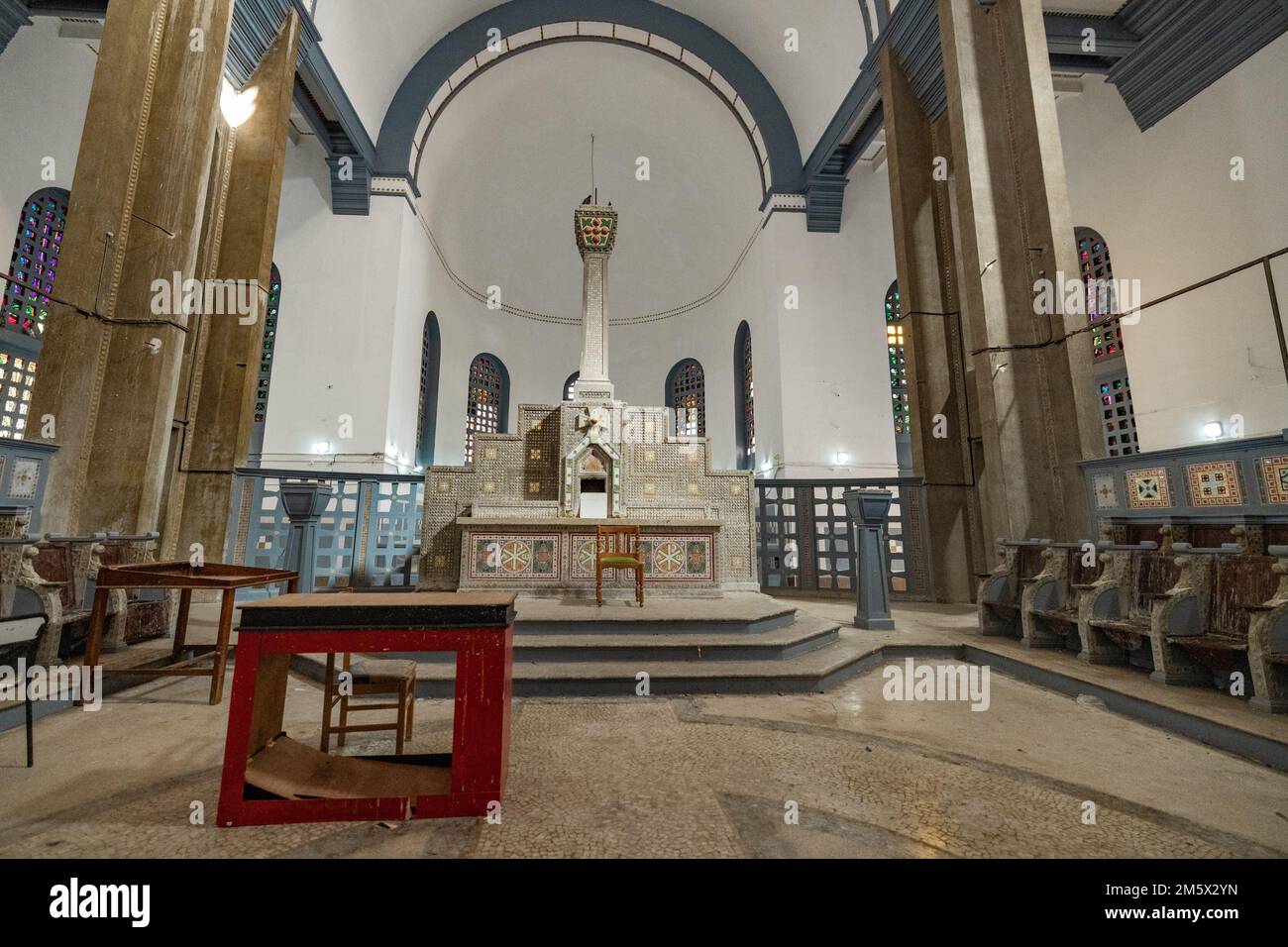 interior of Cathedral Sacre Cour Oran or sacred Heart Cathedral, Roman Catholic church at Place de la Kahina on Boulevard Hammou-boutlelis, in Oran Al Stock Photo