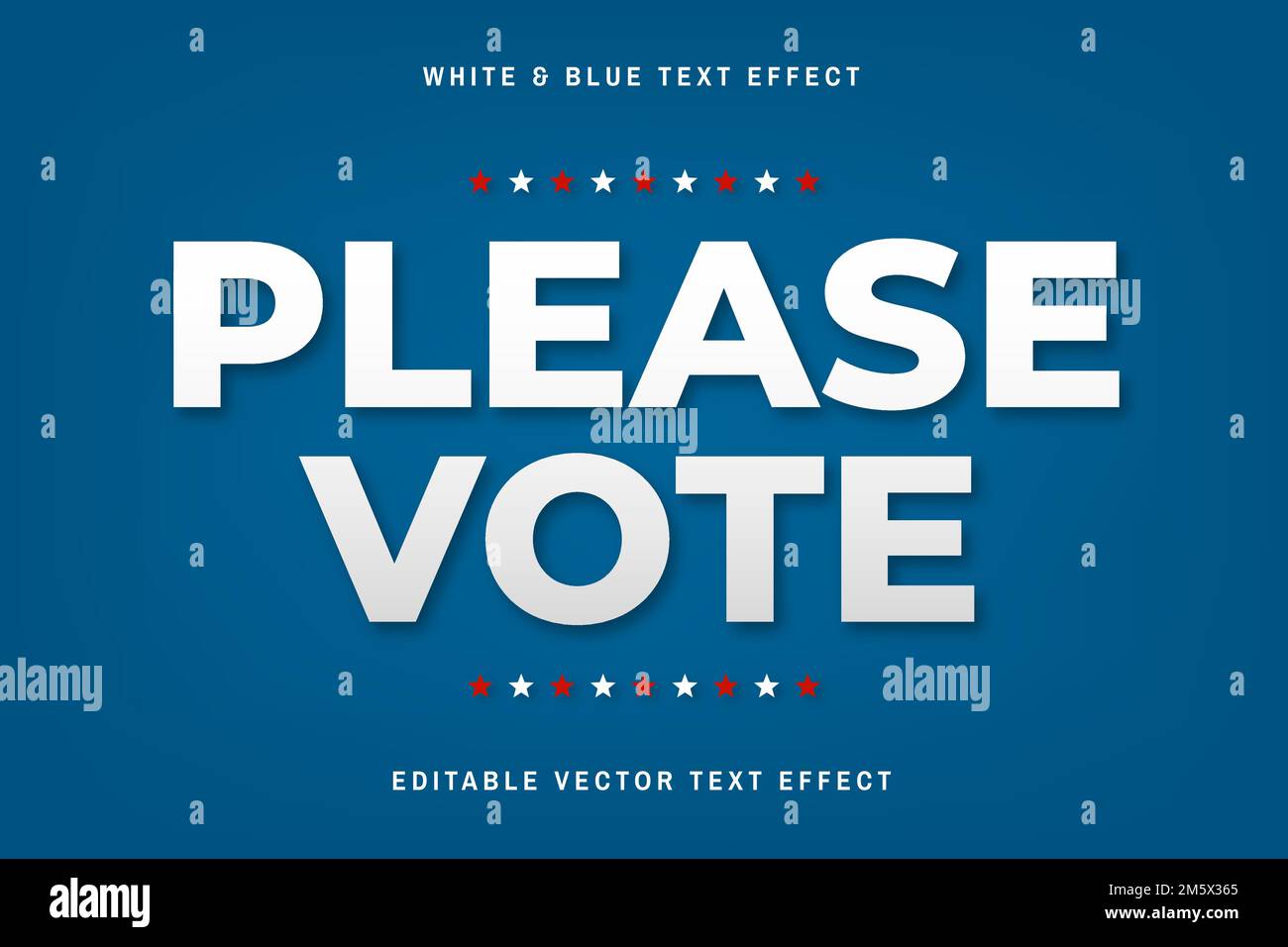 White and blue editable vector text effect template Stock Vector