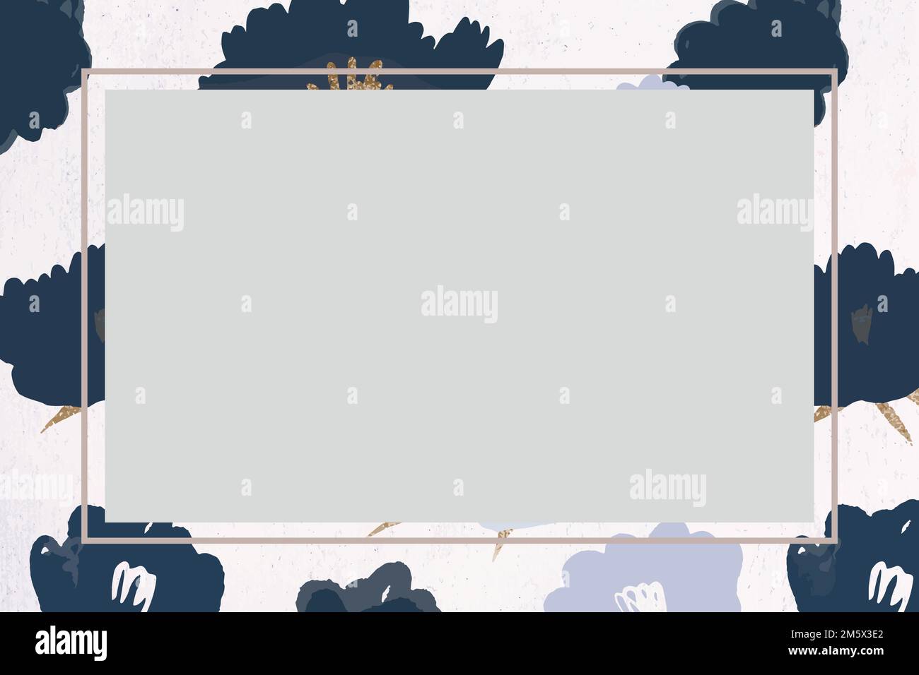 Blue blooming flower frame vector botanical illustration Stock Vector ...