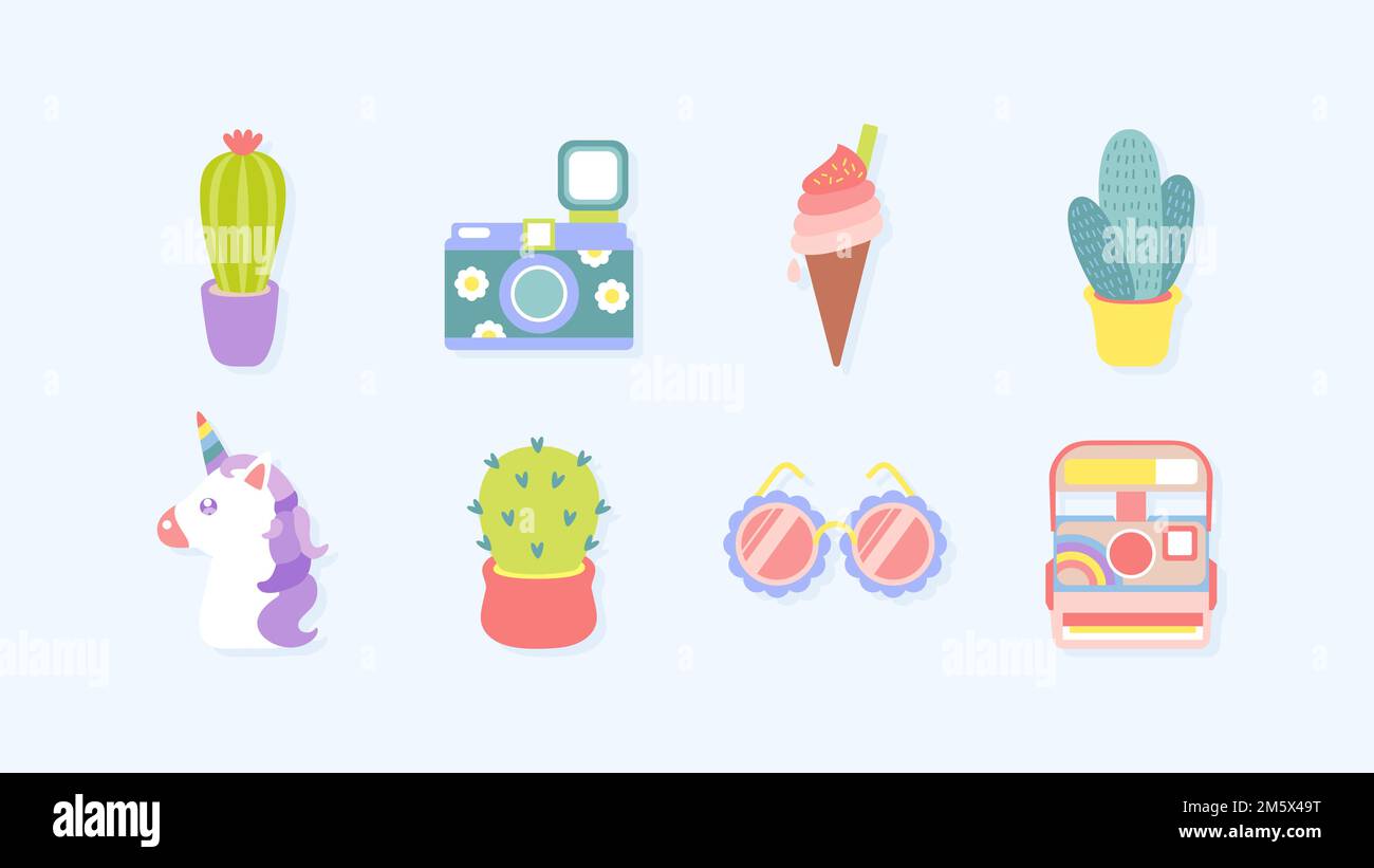Cute Sticker Pack Vector Cute sticker collection vector Stock Vector Image & Art - Alamy
