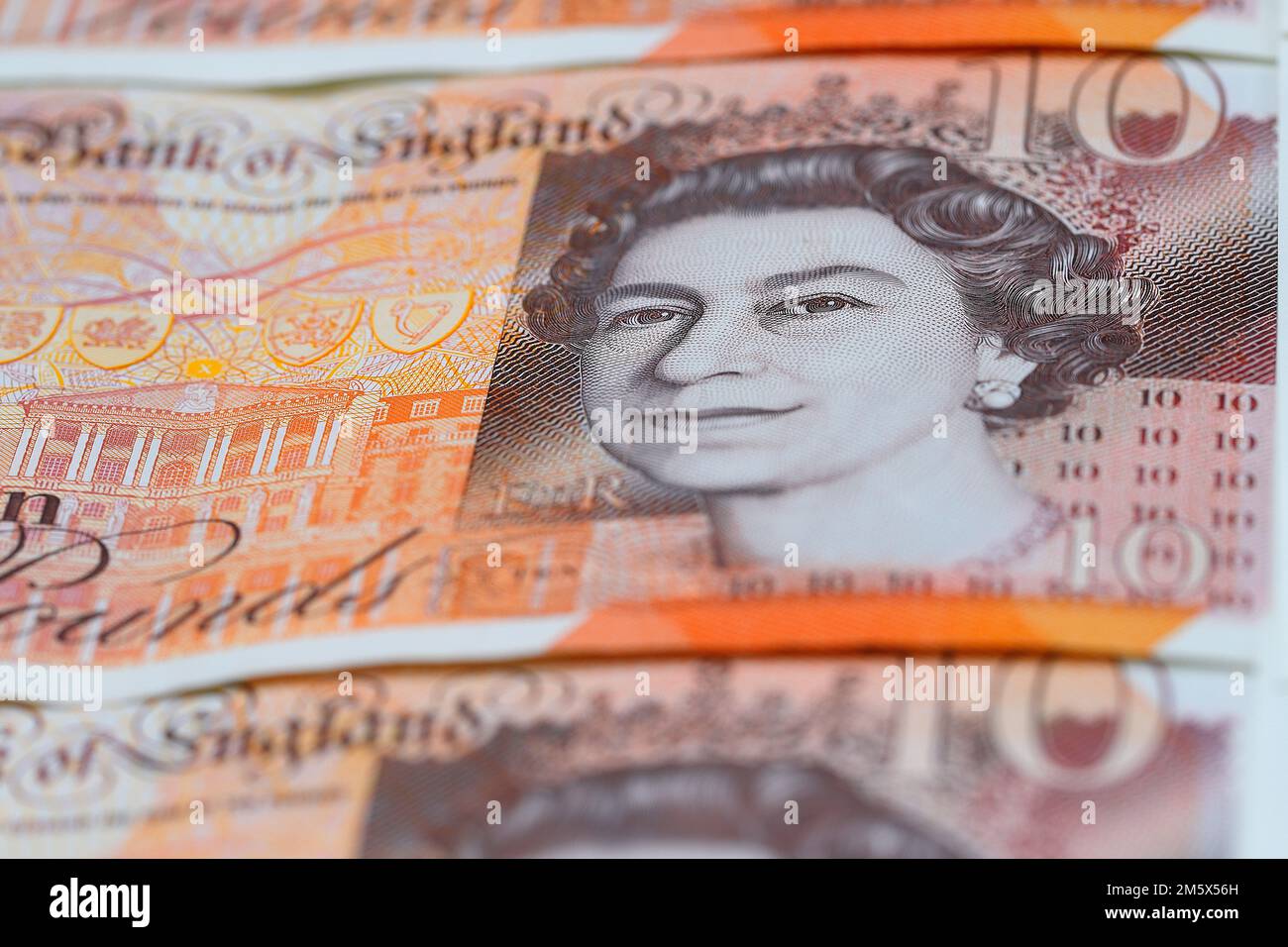 Close up abstract of a British £10  note Stock Photo