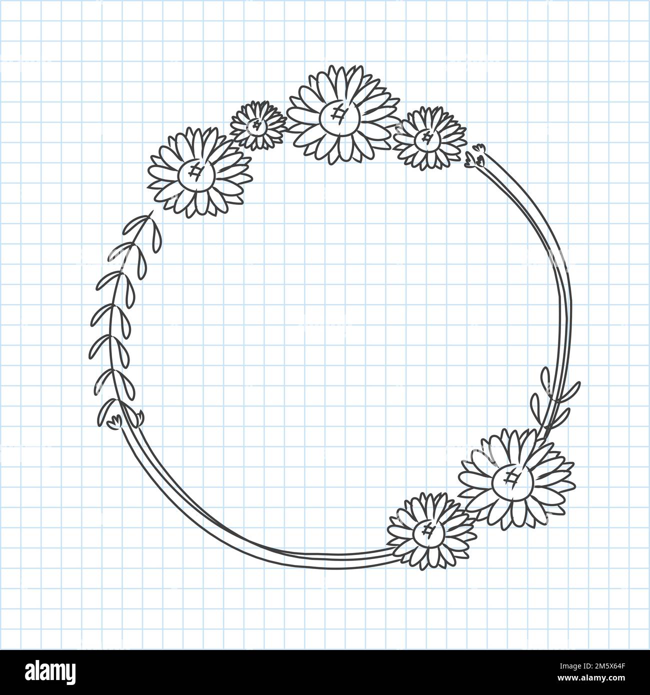 Hand drawn flower wreath vector Stock Vector Image & Art Alamy