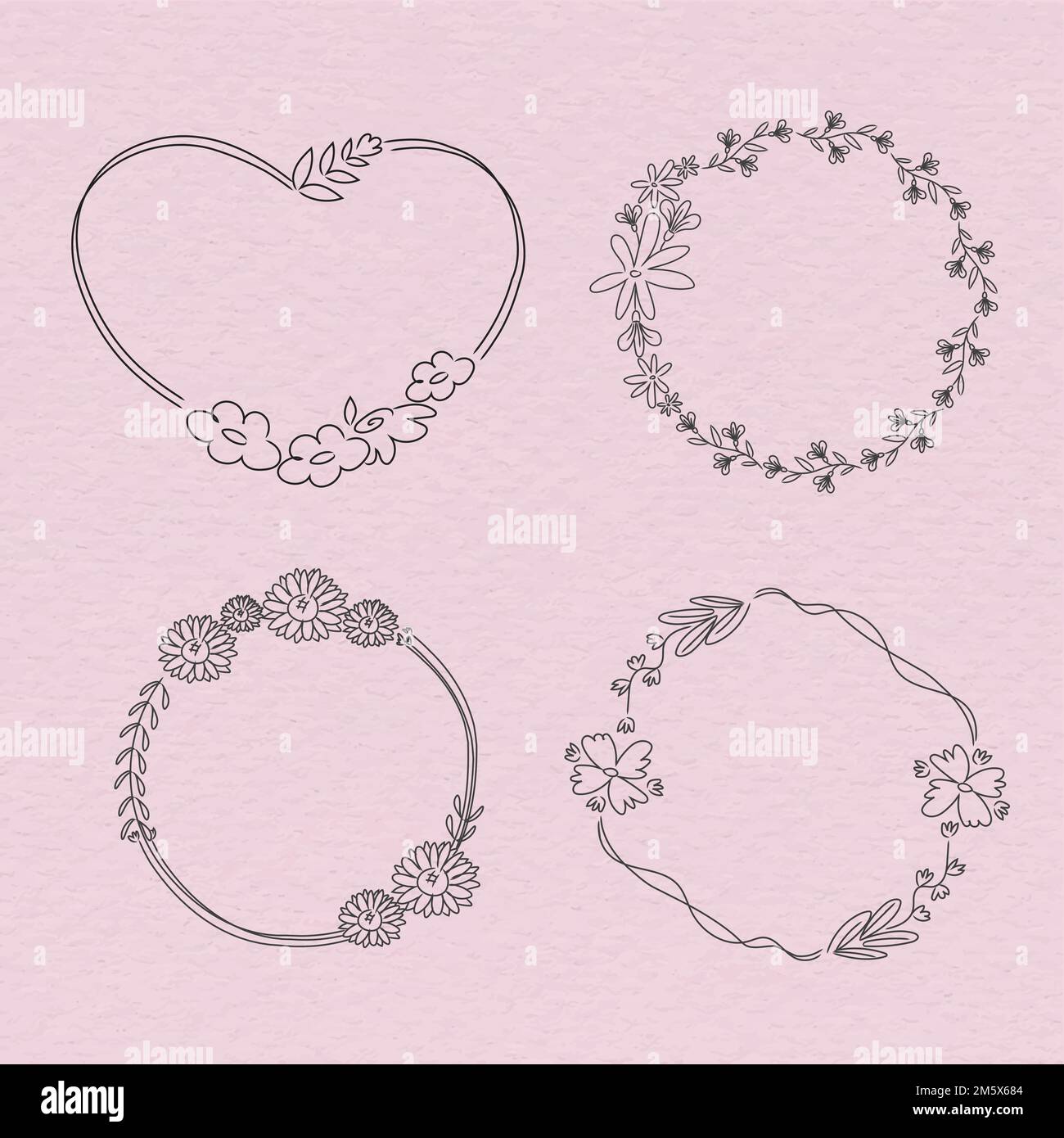 Hand drawn flower wreath vector collection Stock Vector Image & Art - Alamy