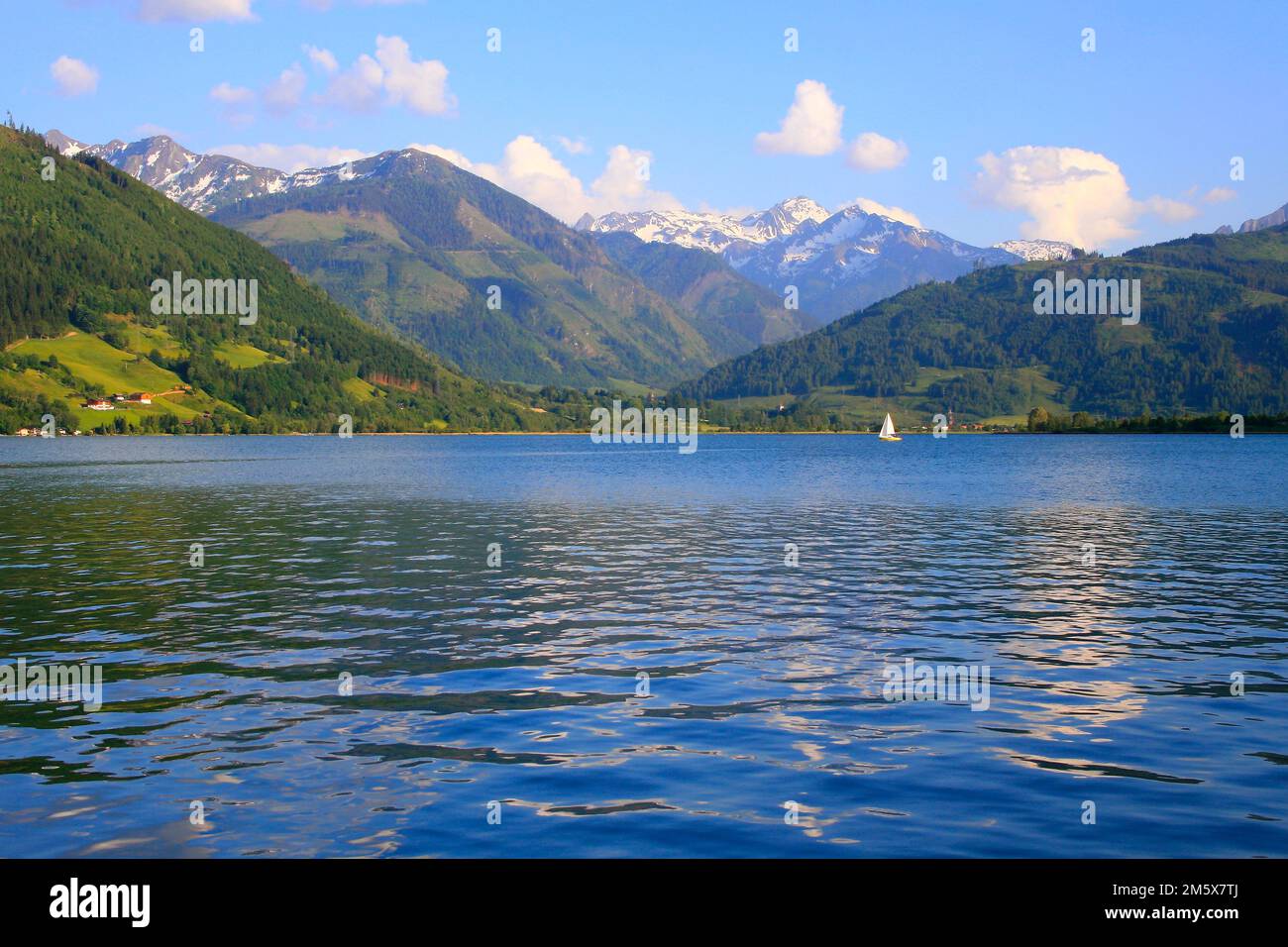 Zell am See and blue lake idyllic landscape in Carinthia, Austria Stock Photo