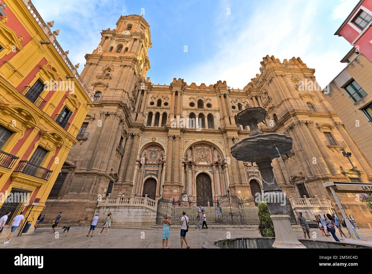 Holy Cathedral Church Basilica of the Incarnation, the cathedral of Malaga pictured from the front Stock Photo