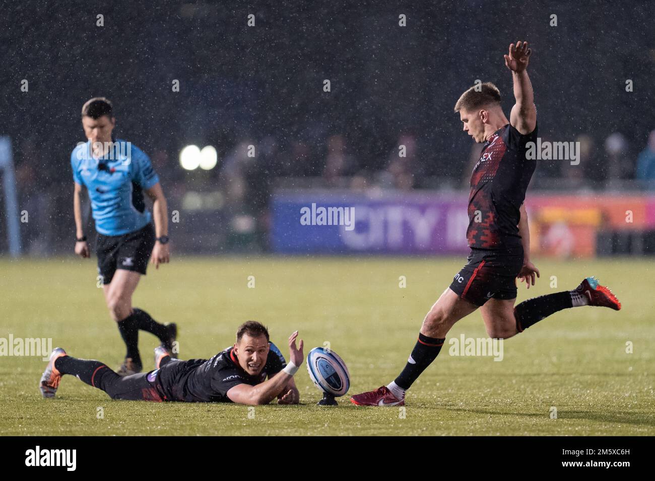 Owen Farrell 10 Of Saracens Converts A Penalty Kick During The