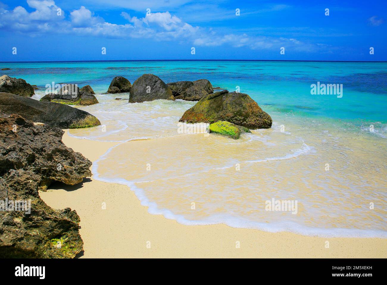 Secluded turquoise beach in Aruba, Caribbean Blue sea, Duth Antilles ...