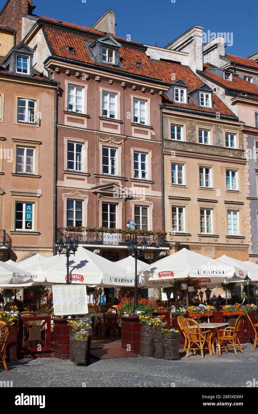 A vertical shot of the Old Town Market Place in Warsaw, Poland Stock Photo