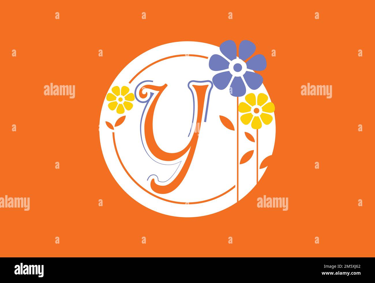 Floral monogram letter Y. Initial alphabet with botanical elements ...