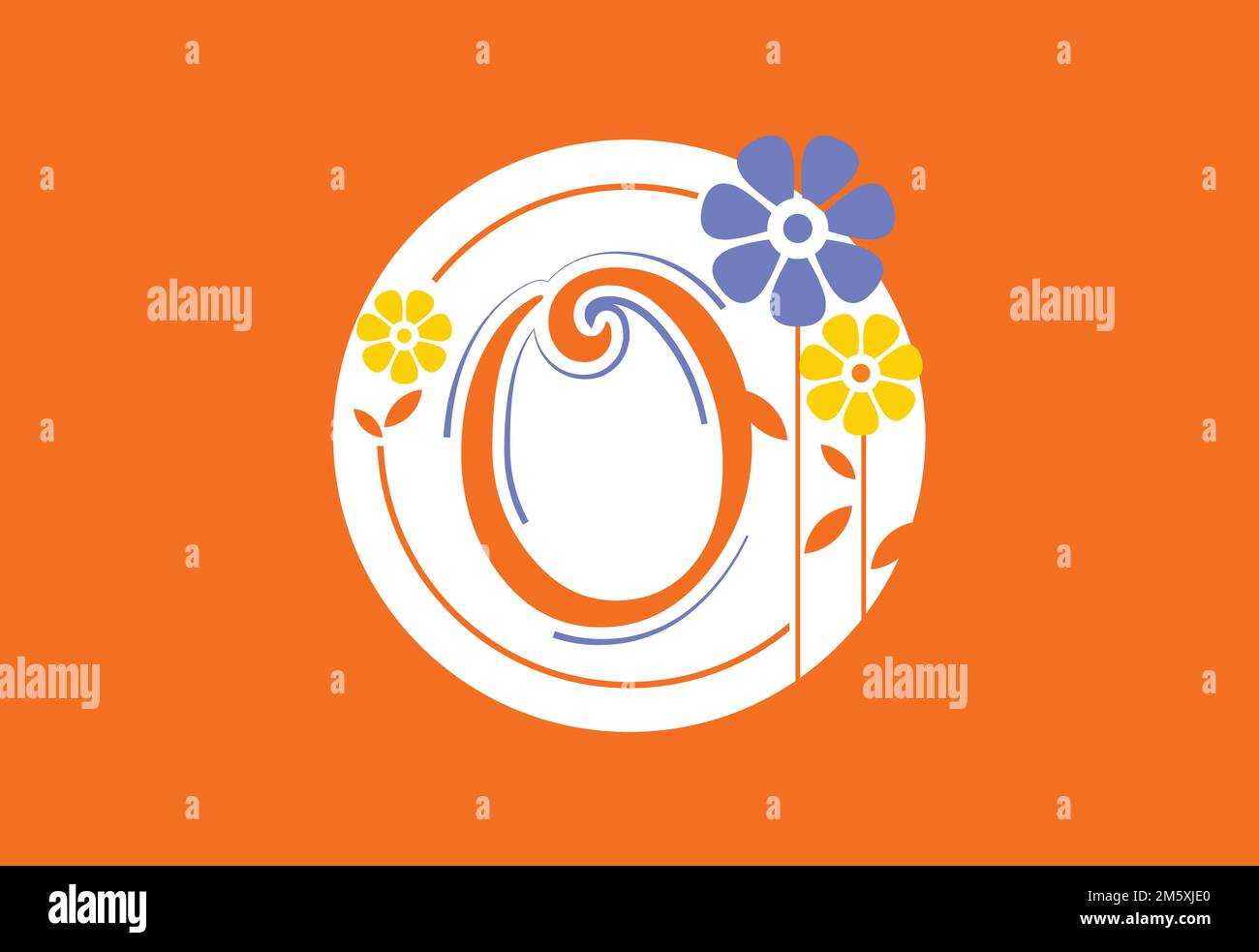 Floral monogram letter O. Initial alphabet with botanical elements ...