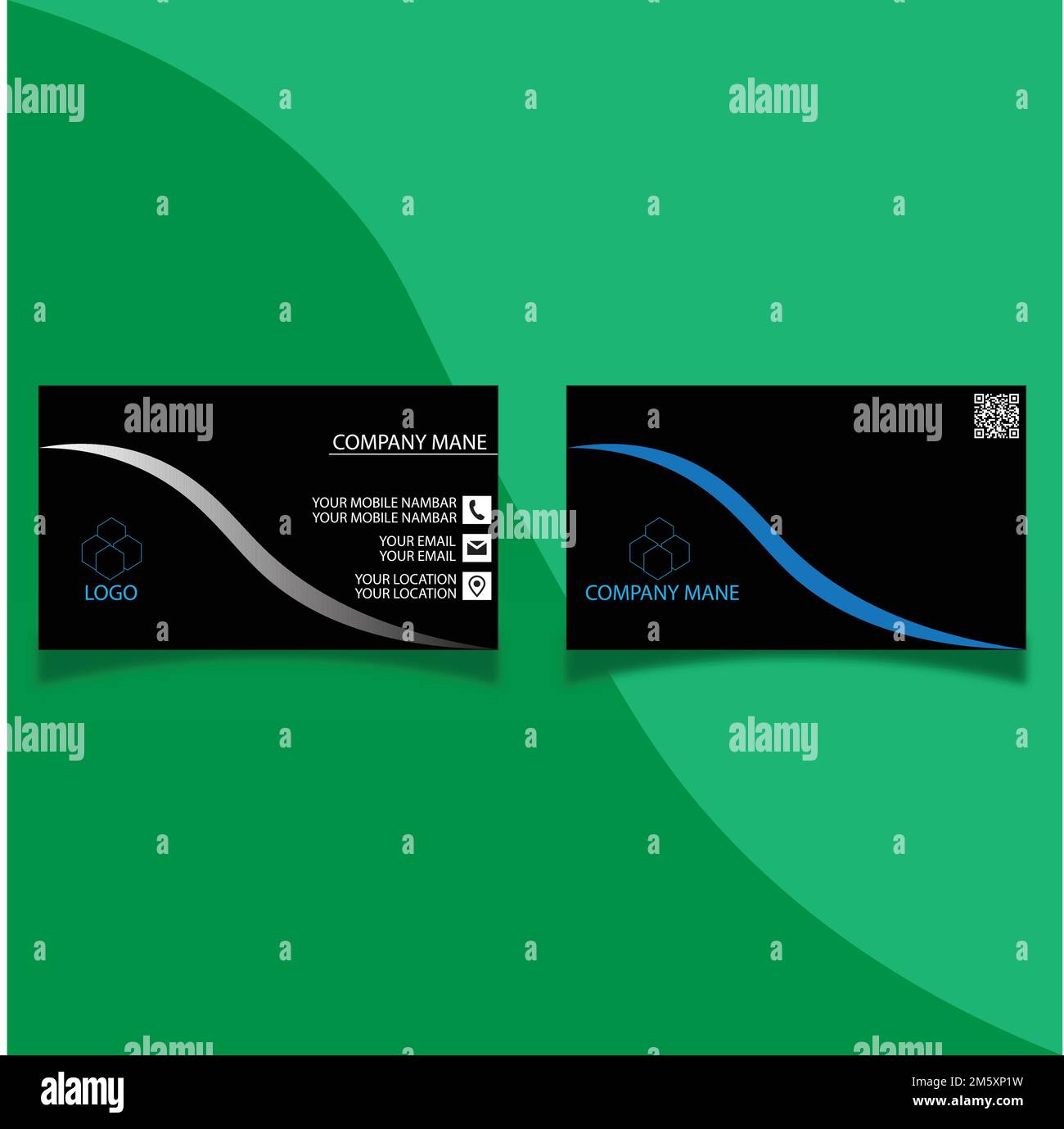 black and blue business card template design vector layout Stock Vector
