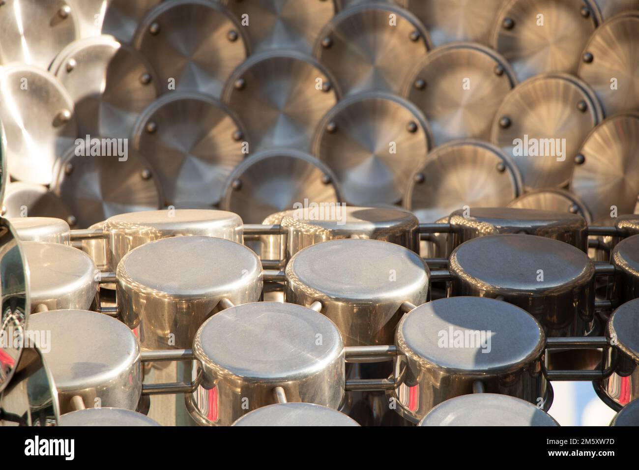 kitchen pots outdoors in the sun, set of kitchen gray pots for ...