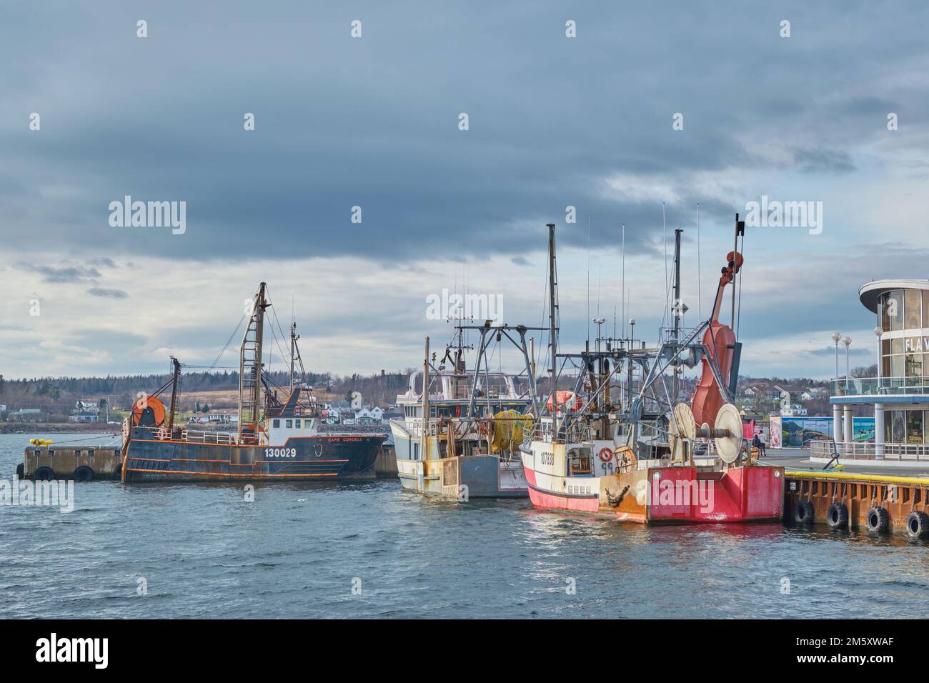 Fishing boats tied up at the docks near the Joan Harriss Cruise