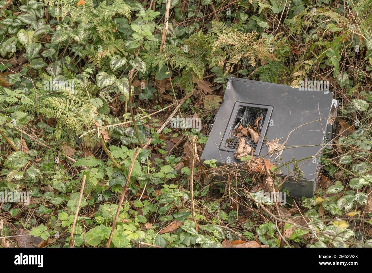 Abandoned old desktop PC / standalone computer dumped in a rural