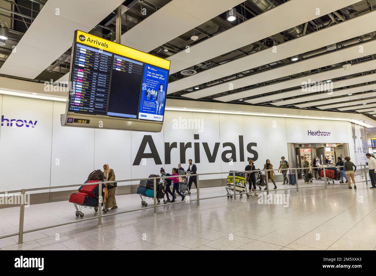 Heathrow airport arrivals, London, England, UK Stock Photo