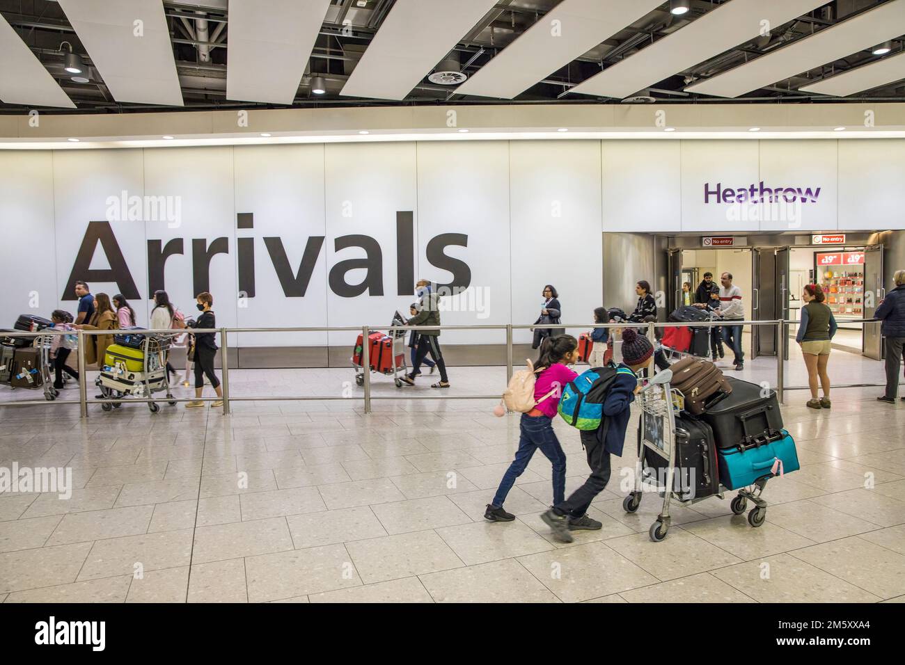 Heathrow airport arrivals, London, England, UK Stock Photo