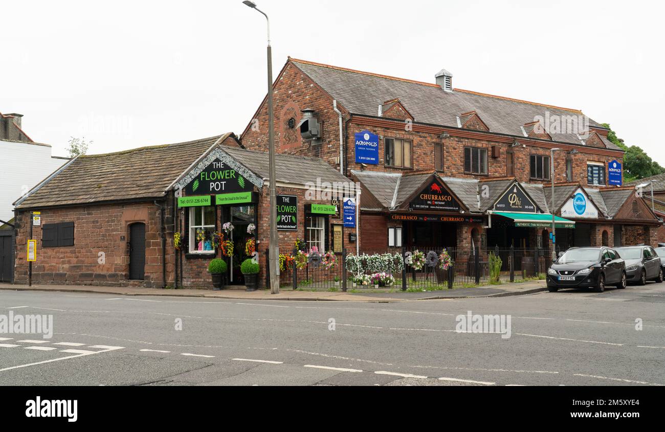 The Flower Pot and the Acropolis Greek Taverna, West Derby Villiage, Liverpool 12. Image taken