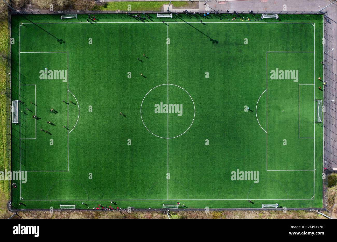 Football pitch aerial view from high above Stock Photo