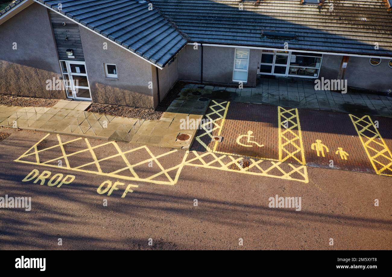 Drop off, disabled and parent, children parking spaces act school