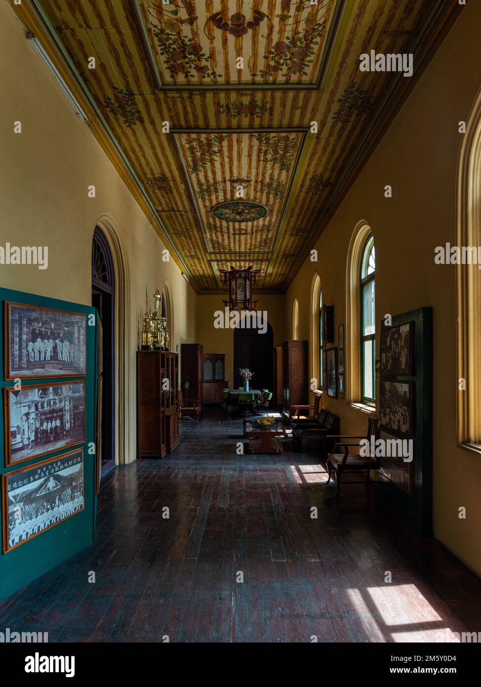 Medan, Indonesia - July 21, 2022: One salon of an heritage house. Taken on an overcast day with no people. Stock Photo