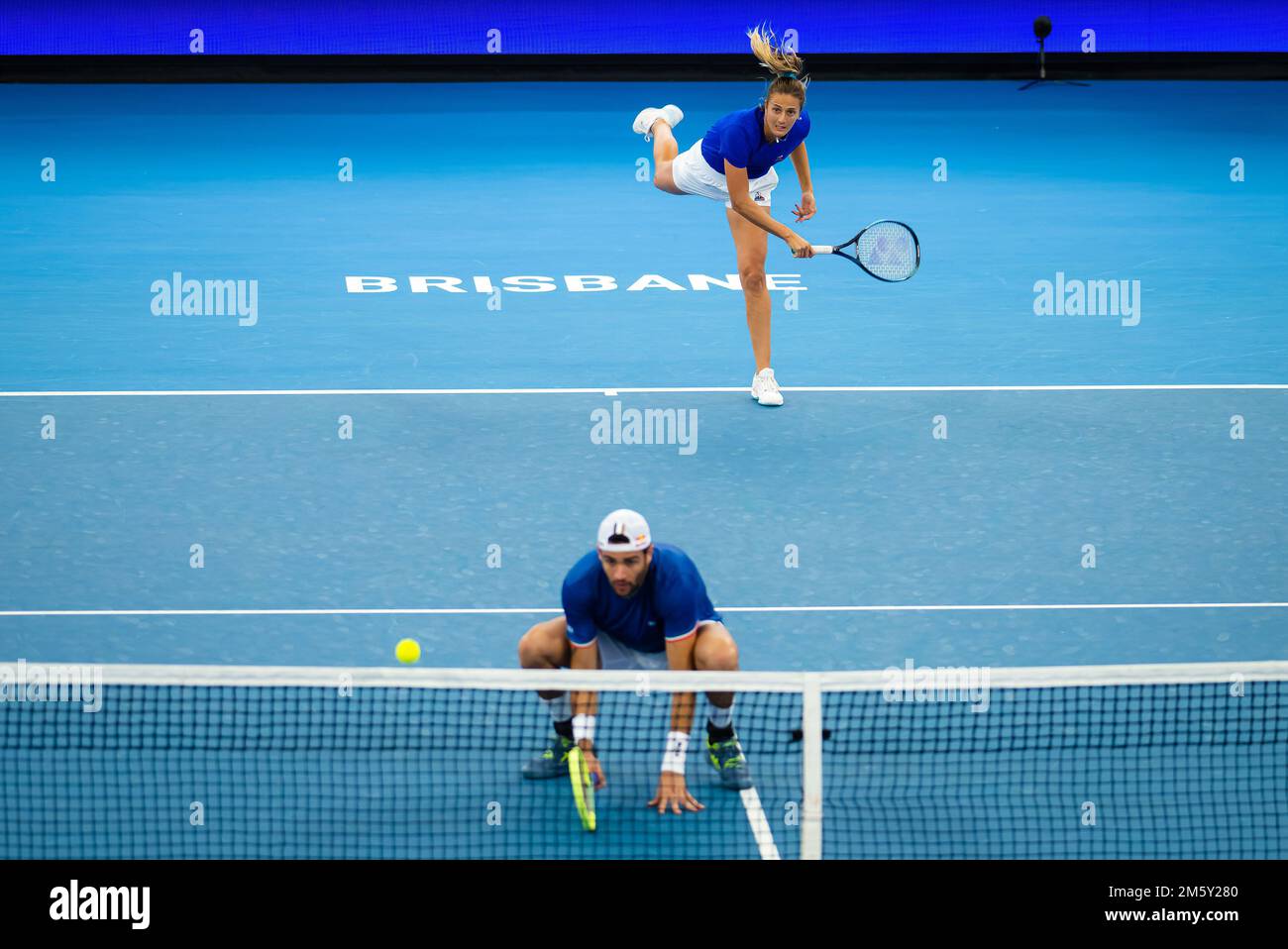 Camila Rosatello of Italy & Matteo Berrettini of Italy in action during
