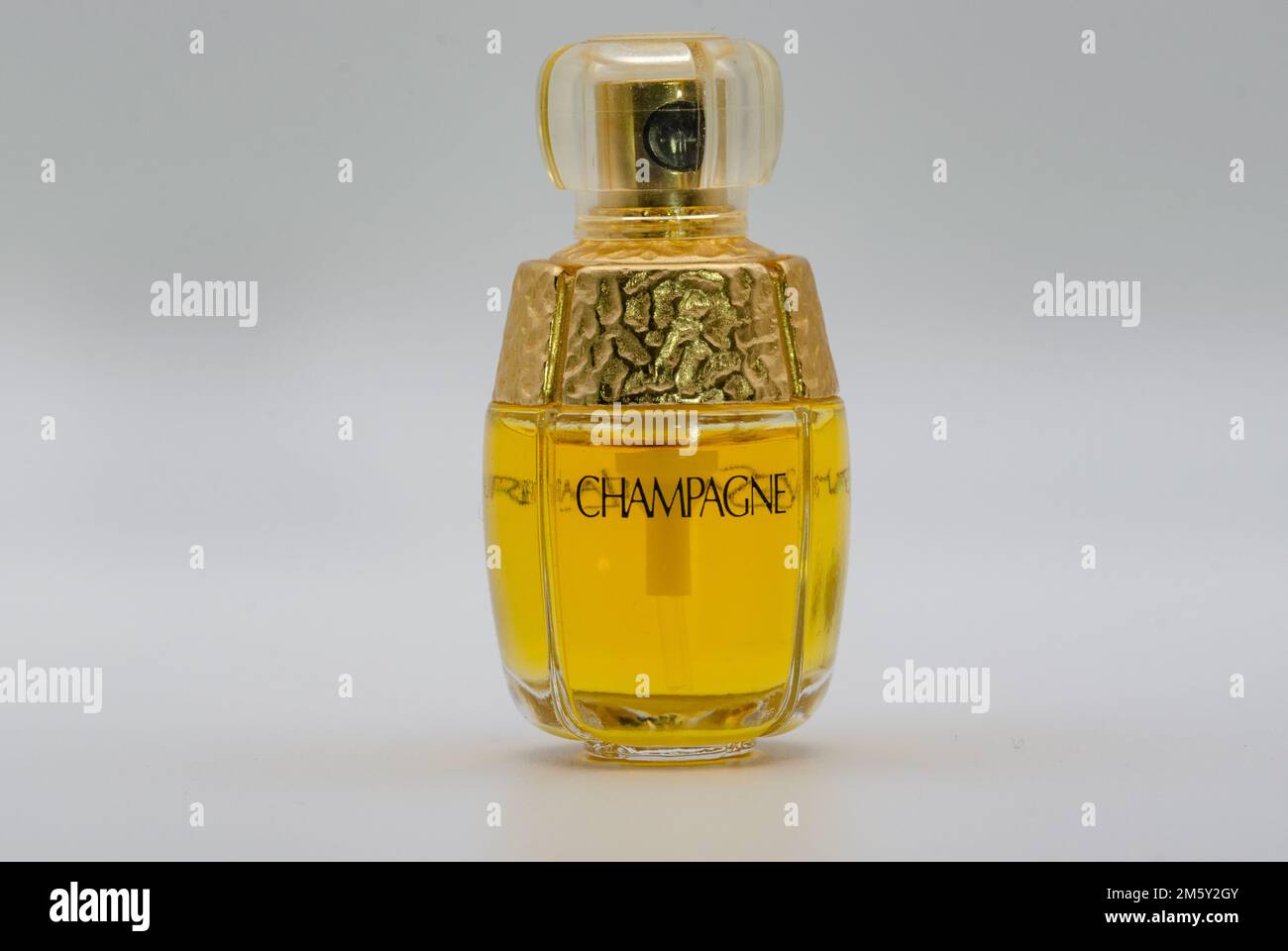 Close-up of a perfume miniature Yvresse (1993) is a popular perfume by Yves Saint Laurent for women and was released in 1993. Stock Photo