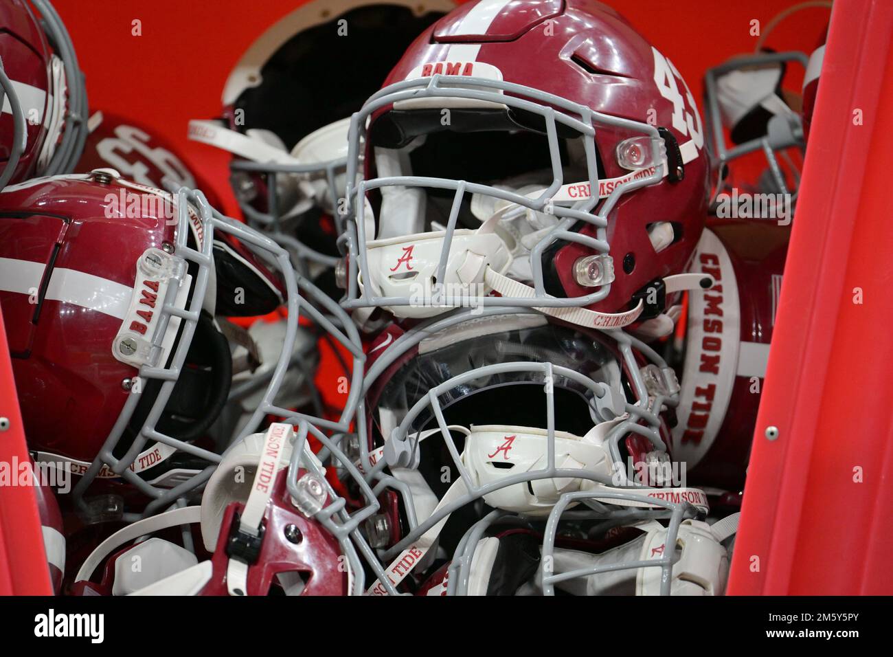 New Orleans, LA, USA. 31st Dec, 2022. Alabama Crimson Tide helmets
