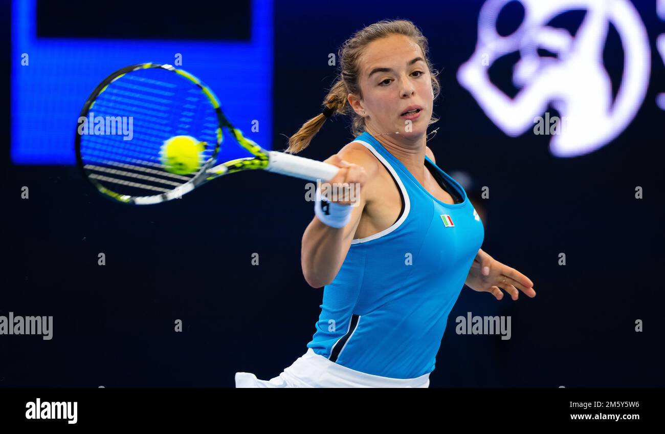 December 30, 2022, Rome, Australia: Jil Teichmann of Switzerland in action  during the second round-robin match at the 2023 United Cup Brisbane tennis  tournament on December 30, 2022 in Brisbane, Australia -