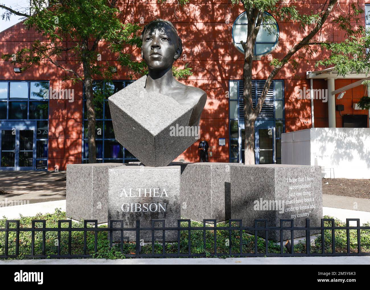 Althea Gibson statue outside the Arthur Ashe Stadium, US Open Championships, New York, USA Stock Photo