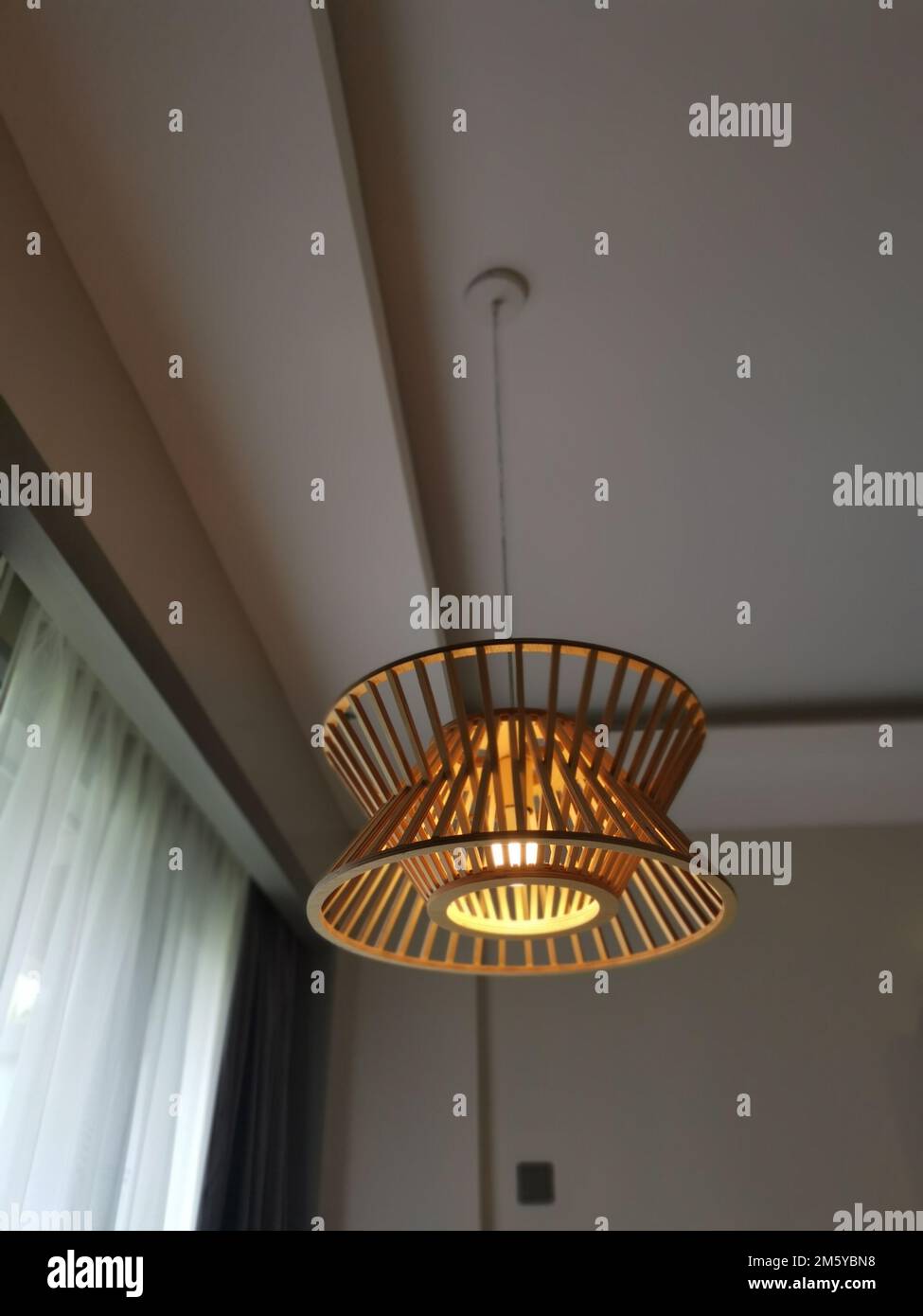 indoor wooden ceiling lamp shade Stock Photo Alamy