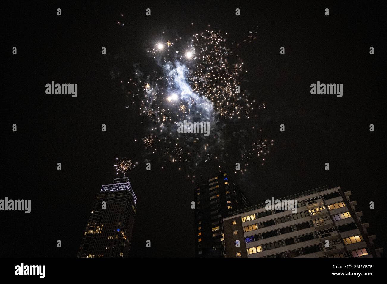 Rotterdam, Netherlands. 1st Jan 2023. ROTTERDAM - Fireworks enthusiasts ...