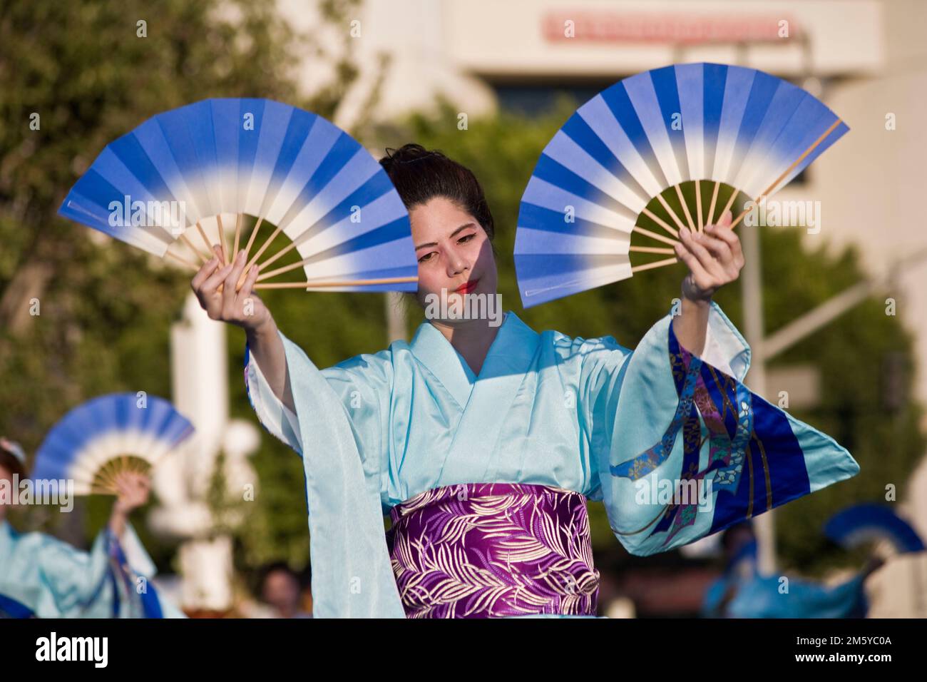 A dancer in a yukata at the Obon Festival in Little Tokyo, Los Angeles