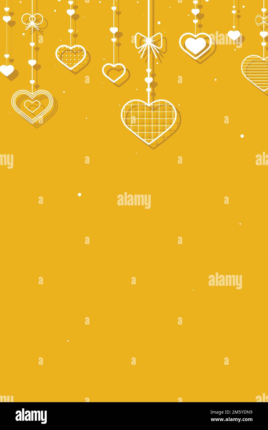 Vector hanging hearts yellow background Stock Vector Image & Art Alamy