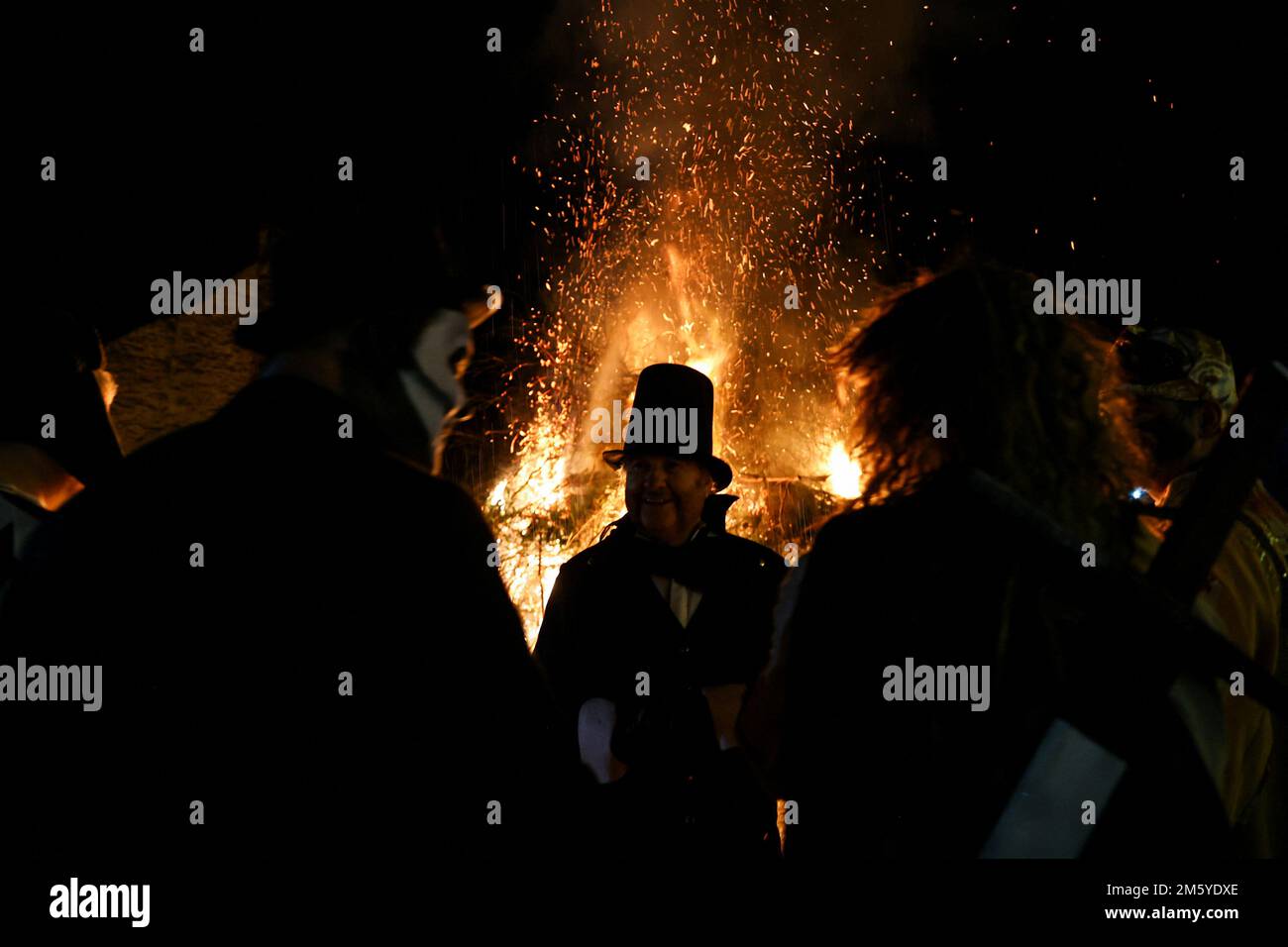 People take part in the annual Allendale Tar Barrel festival, in