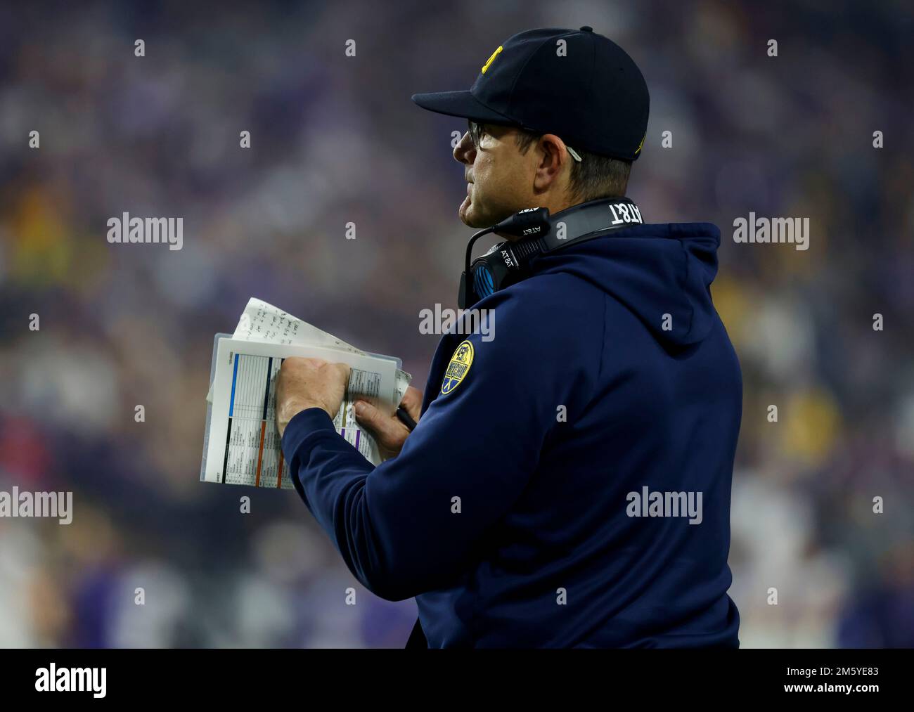 Glendale, Arizona, USA. 31st Dec 2022. December 31, 2022 Michigan  Wolverines head coach Jim Harbaugh in action during the semifinal playoff  football game between the Michigan Wolverines and the TCU Horned Frogs