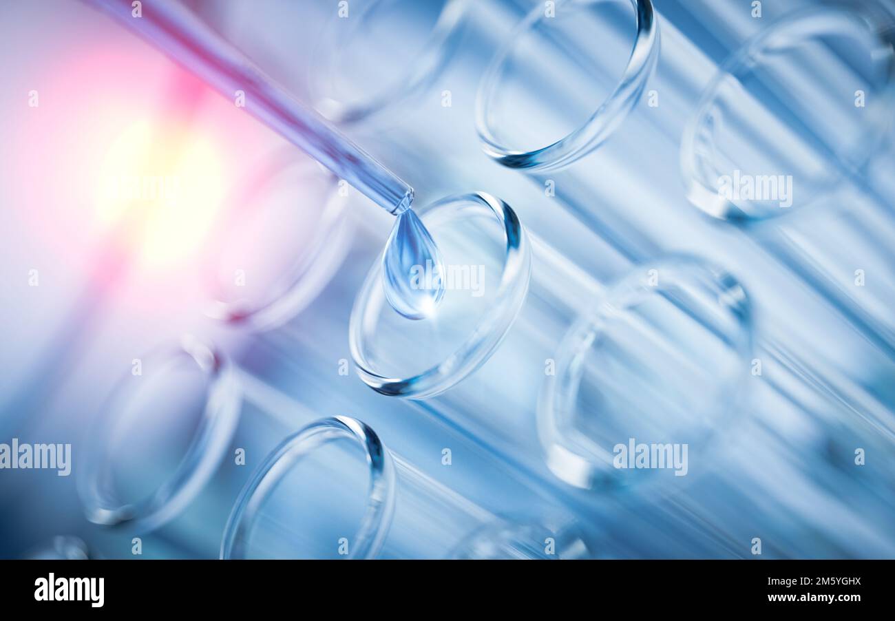 Chemical glassware in the laboratory, 3d rendering. Digital drawing ...