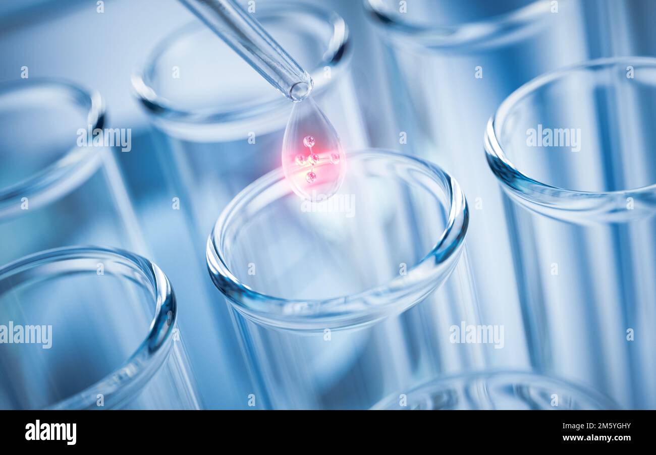 Chemical glassware in the laboratory, 3d rendering. Digital drawing ...