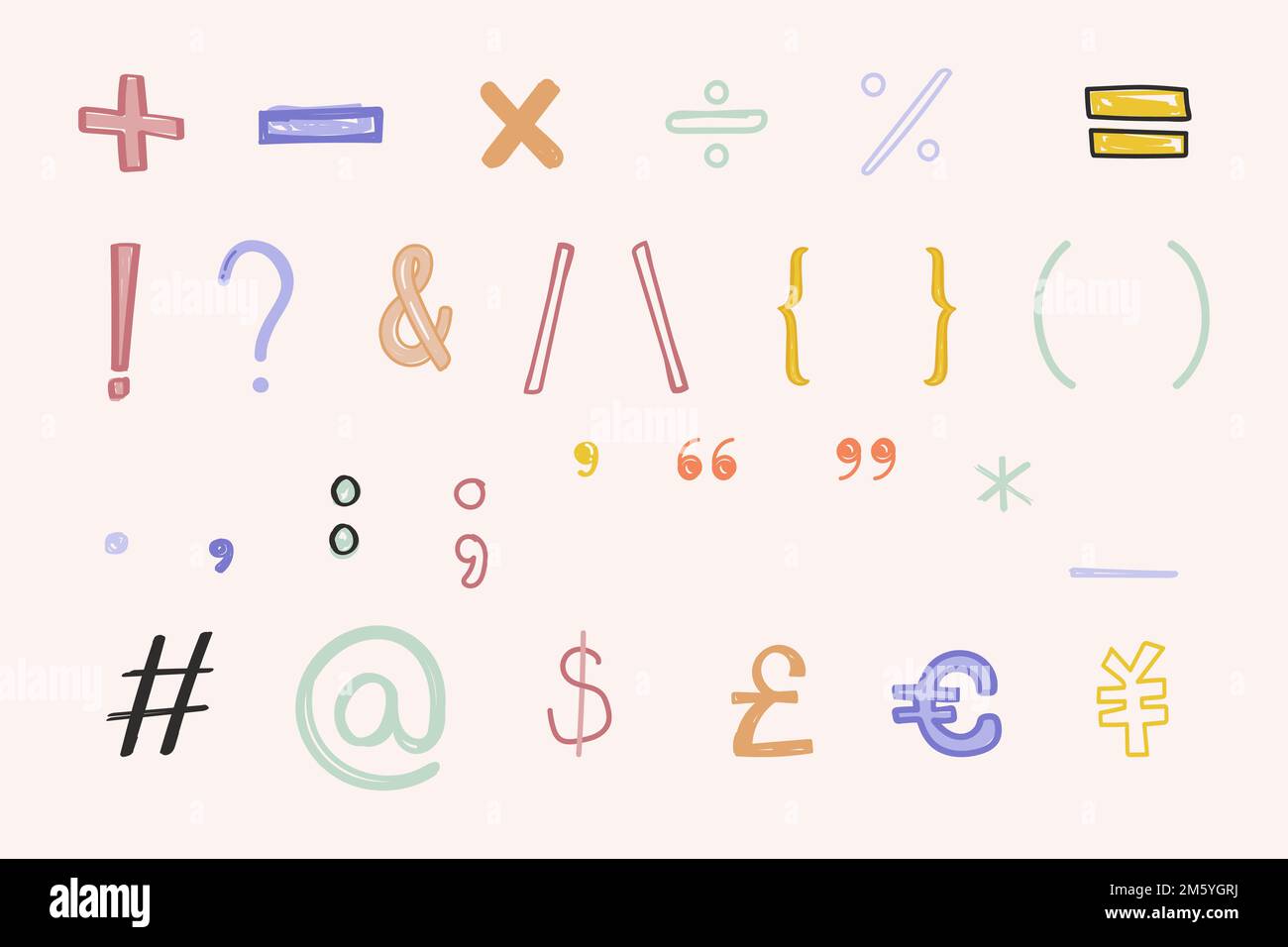 Symbol vector doodle font typography hand drawn set Stock Vector Image ...