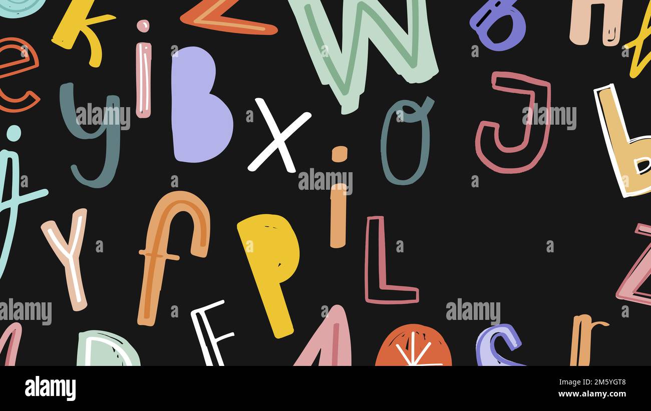 Doodle alphabet font typography vector background design space Stock ...
