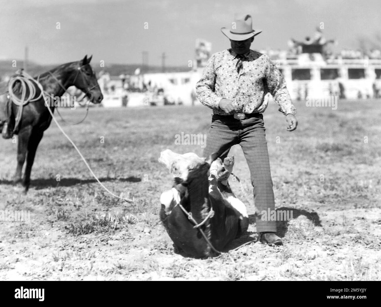 Promotional photo for the 1932 World's Congress Rough Rider Rodeo in Los Angeles. Stock Photo