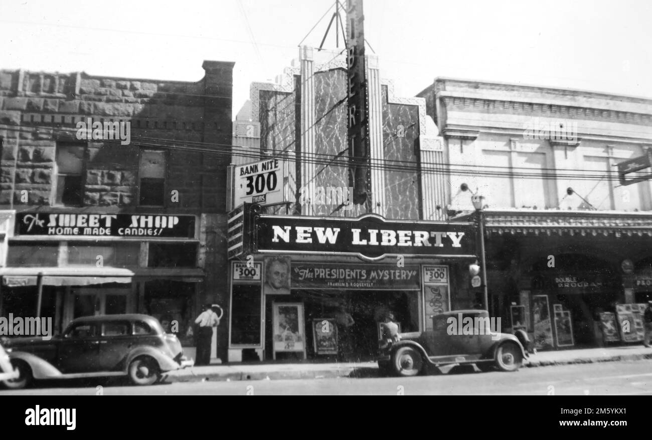 The New Liberty Theater in Fort Worth Texas is shown in 1936. Stock Photo