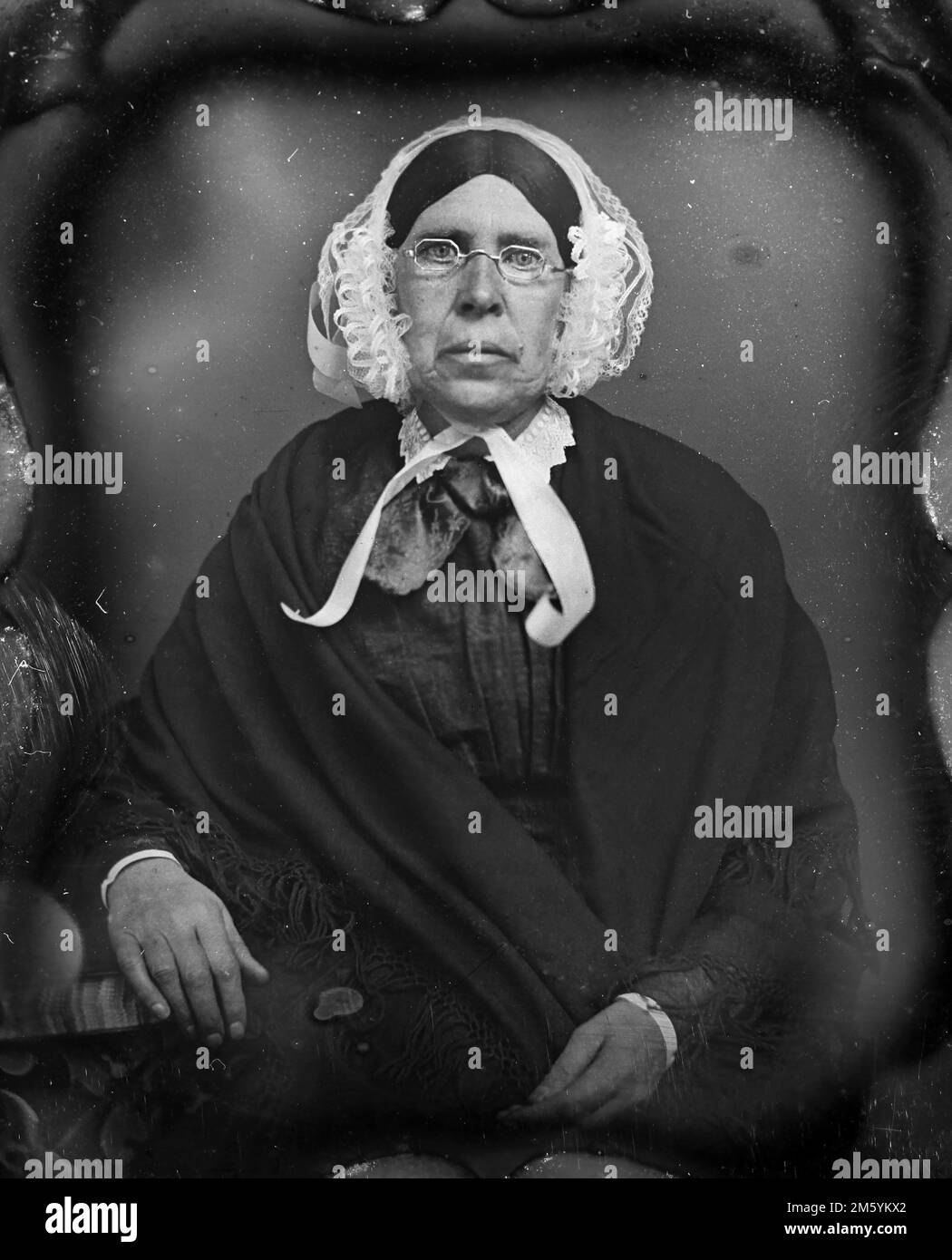 Daguerreotype portrait of a senior woman, ca. 1860s. Stock Photo