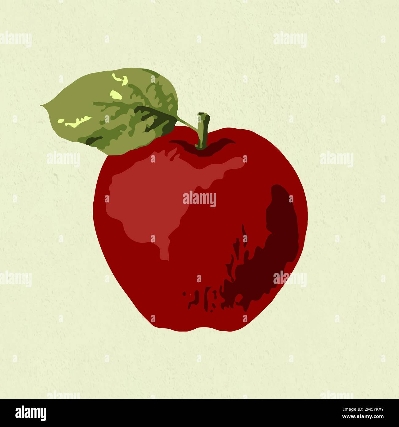 Vectorized red apple on a green background Stock Vector