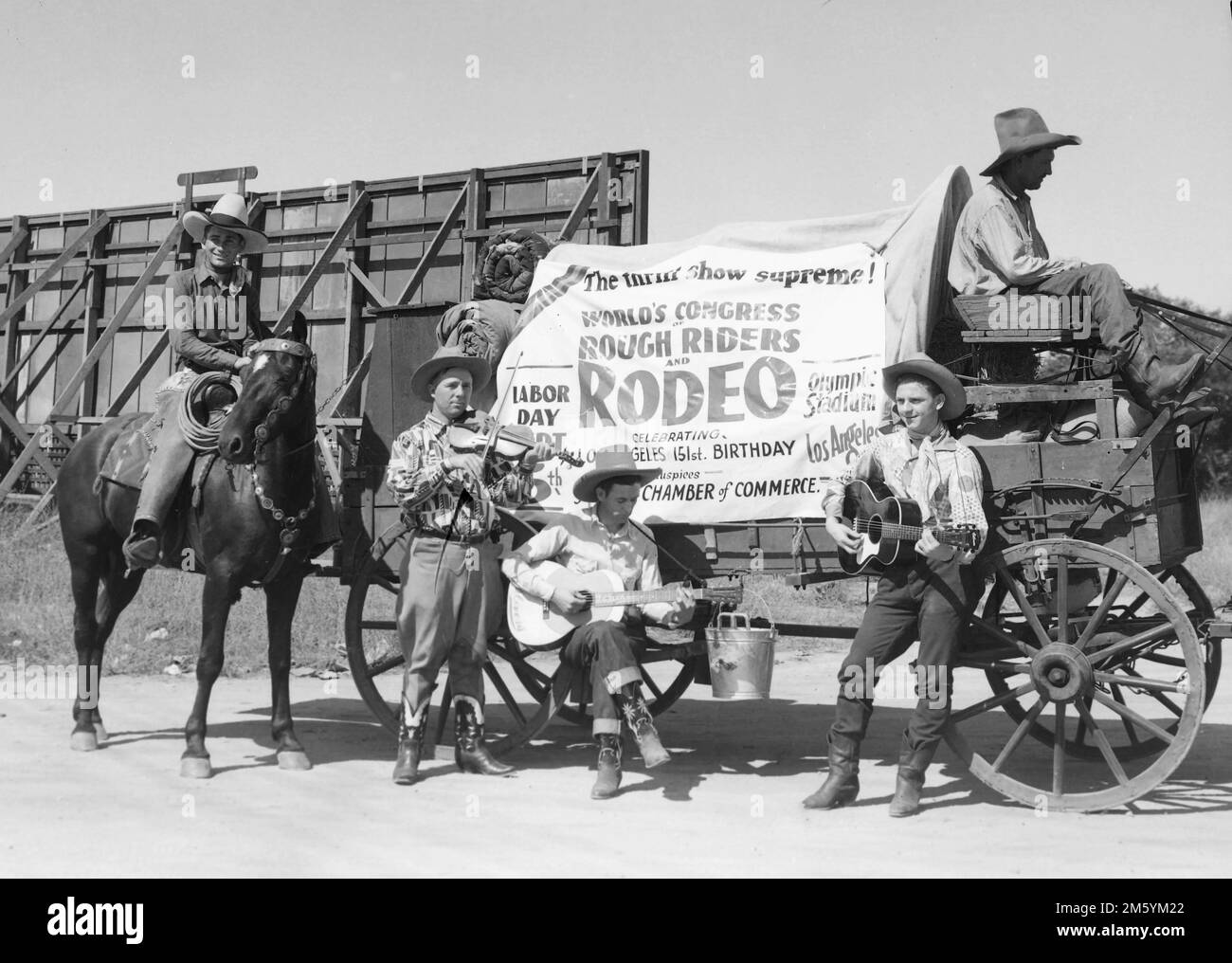 Promotional photo for the 1932 World's Congress Rough Rider Rodeo in Los Angeles. Stock Photo