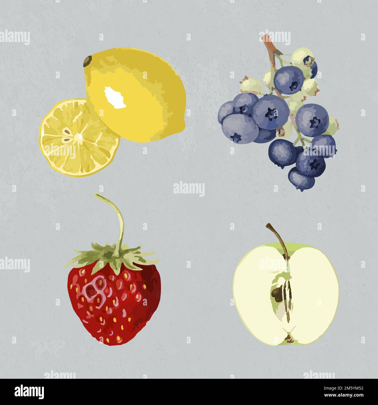 Vectorized tropical fruit sticker collection design elements Stock Vector