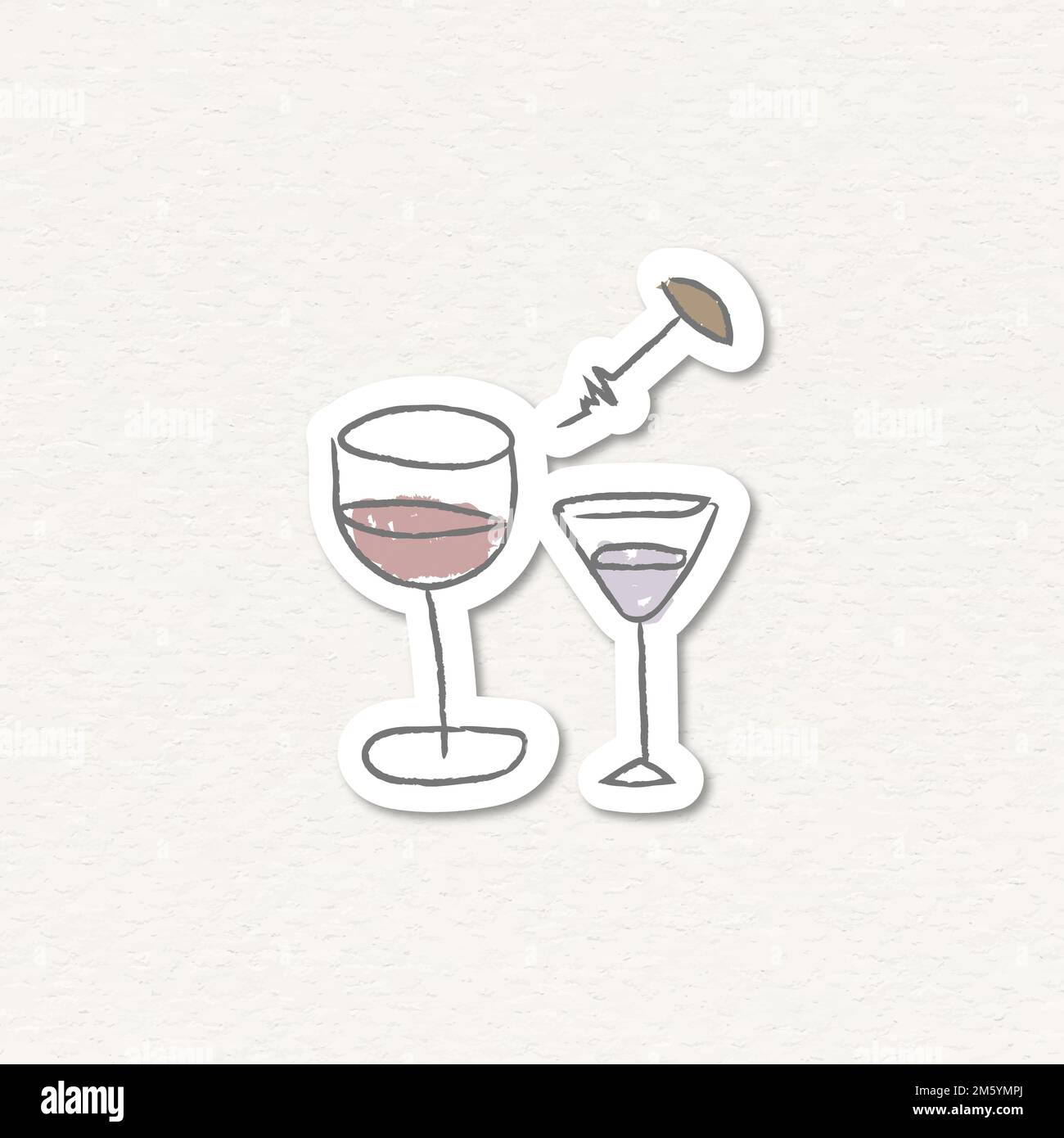 Doodle wine glasses sticker vector Stock Vector Image & Art Alamy