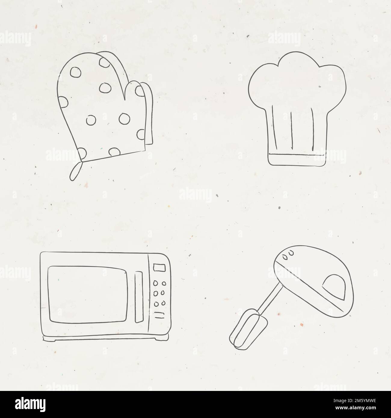 Cute kitchen utensils doodle sticker set vector Stock Vector Image