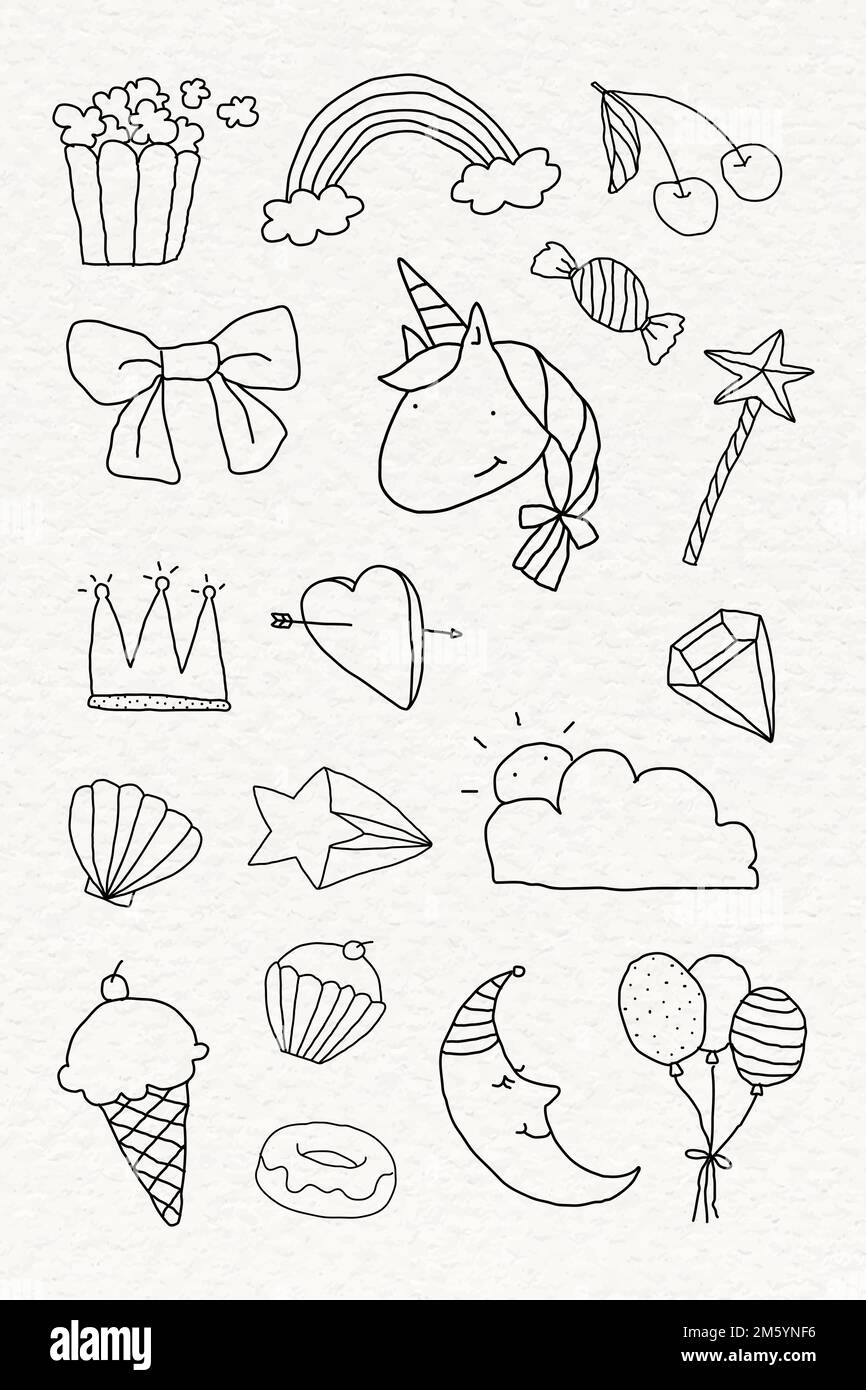 Cute doodle style design element set on a beige background vector Stock Vector
