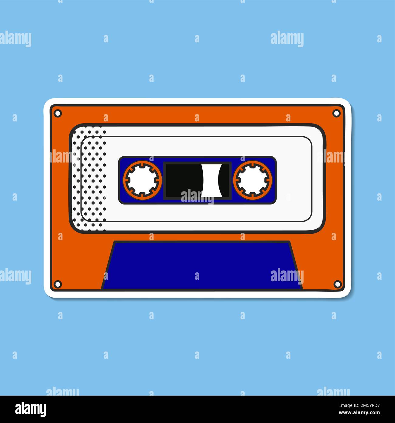 Color pop art cassette vintage vector sticker Stock Vector